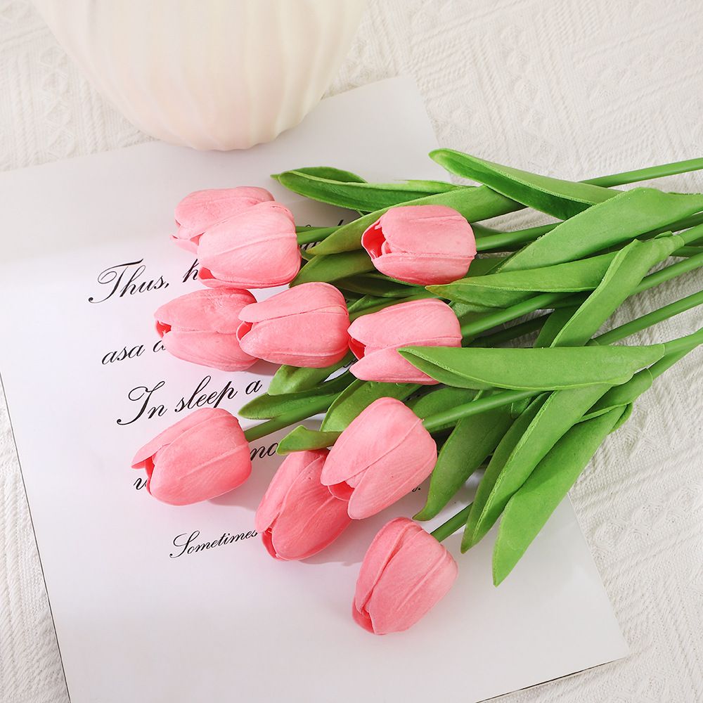 10Pcs Artificial Flower Realistic Touch Tulip Scrapbooking Vase Home Decor Wedding Garden Arch Garland Mother's Day Bouquet diy