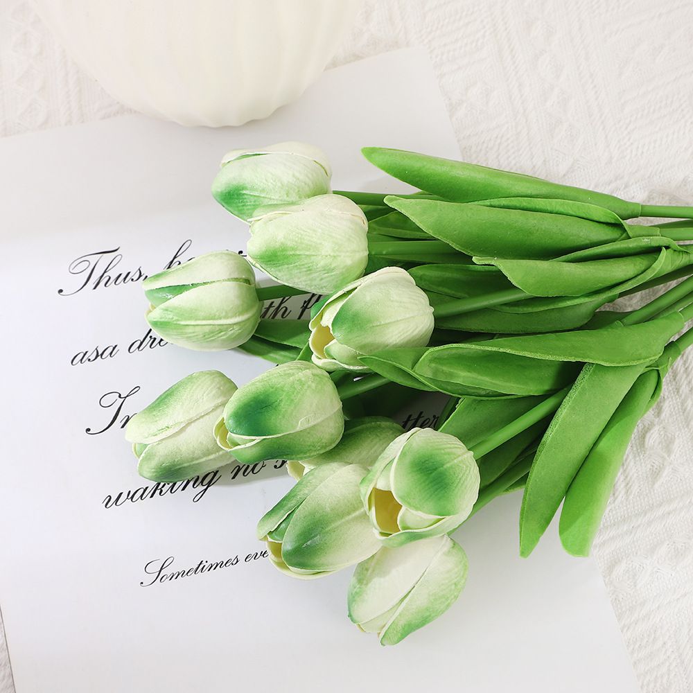 10Pcs Artificial Flower Realistic Touch Tulip Scrapbooking Vase Home Decor Wedding Garden Arch Garland Mother's Day Bouquet diy