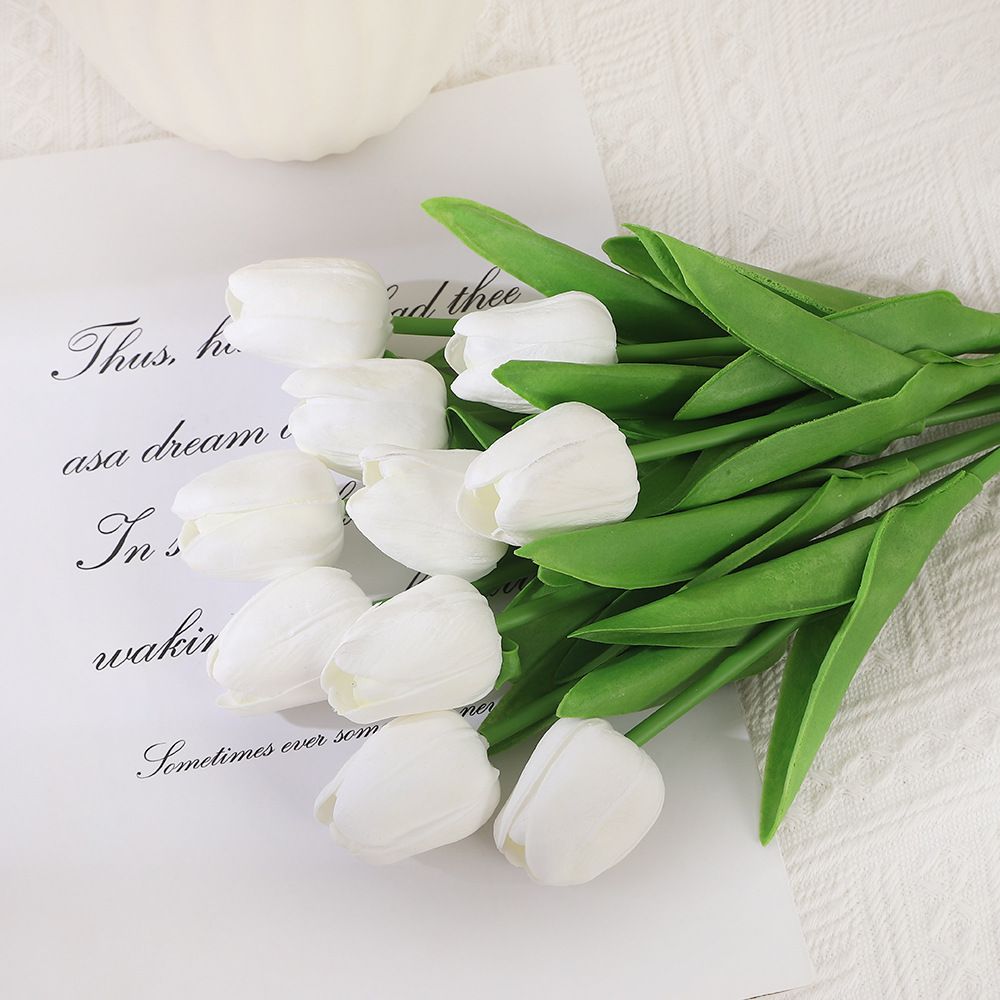 10Pcs Artificial Flower Realistic Touch Tulip Scrapbooking Vase Home Decor Wedding Garden Arch Garland Mother's Day Bouquet diy