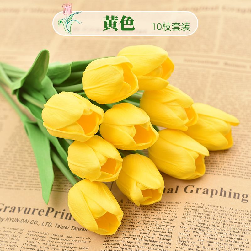 10Pcs Artificial Flower Realistic Touch Tulip Scrapbooking Vase Home Decor Wedding Garden Arch Garland Mother's Day Bouquet diy
