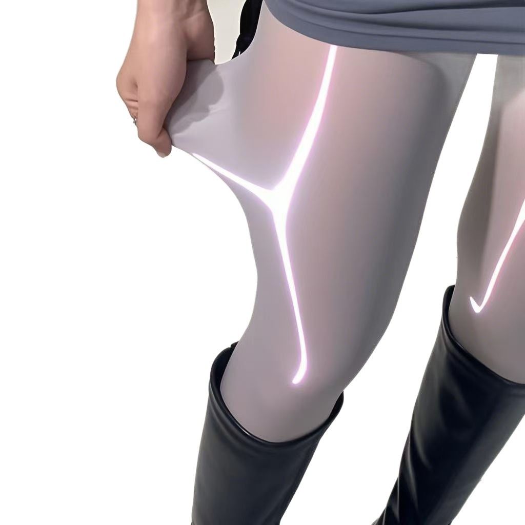 Plus Size Women's Black One-Pair Oil Gloss Pantyhose High Waist Elastic Sheer Tights Leggings Sexy Horse Oil Pantyhose Tights