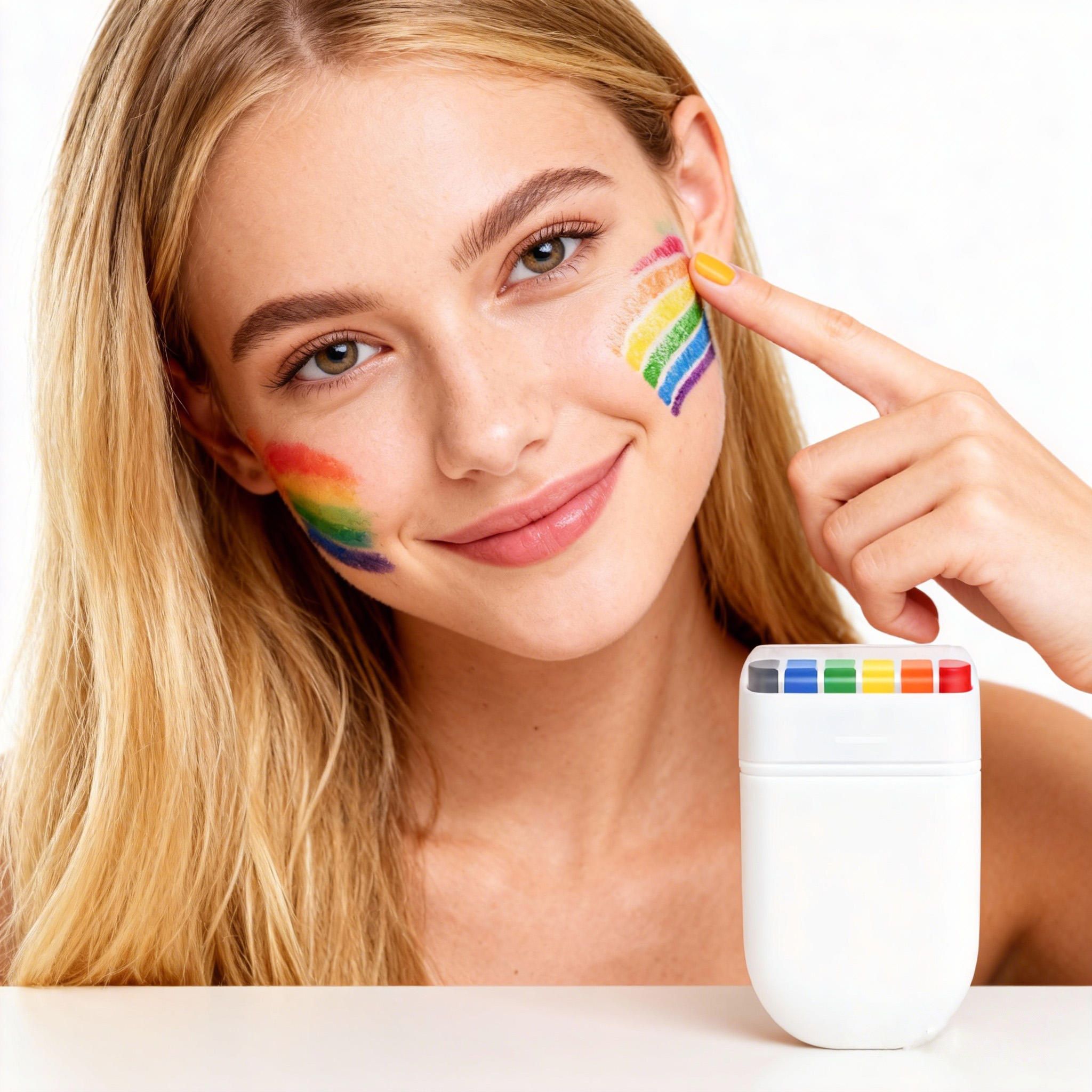 6-Color Rainbow Crayon Face Painter, Halloween Rainbow Strip Face Graffiti Crayon, World Cup Fan Face Painter, Easy-to-Apply Body Paint Sticker