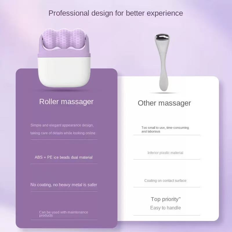 Double-head ice roller facial firming device, portable facial care and tightening lifting instrument