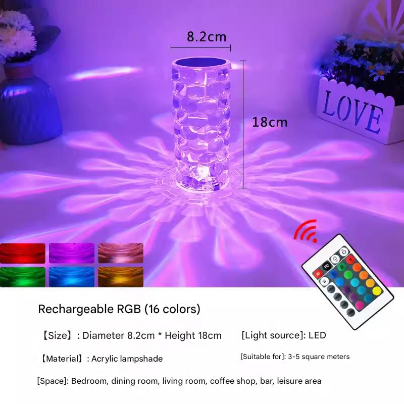 USB rechargeable water drop shape crystal table lamp bedroom dining table touch acrylic warm romantic atmosphere night light
