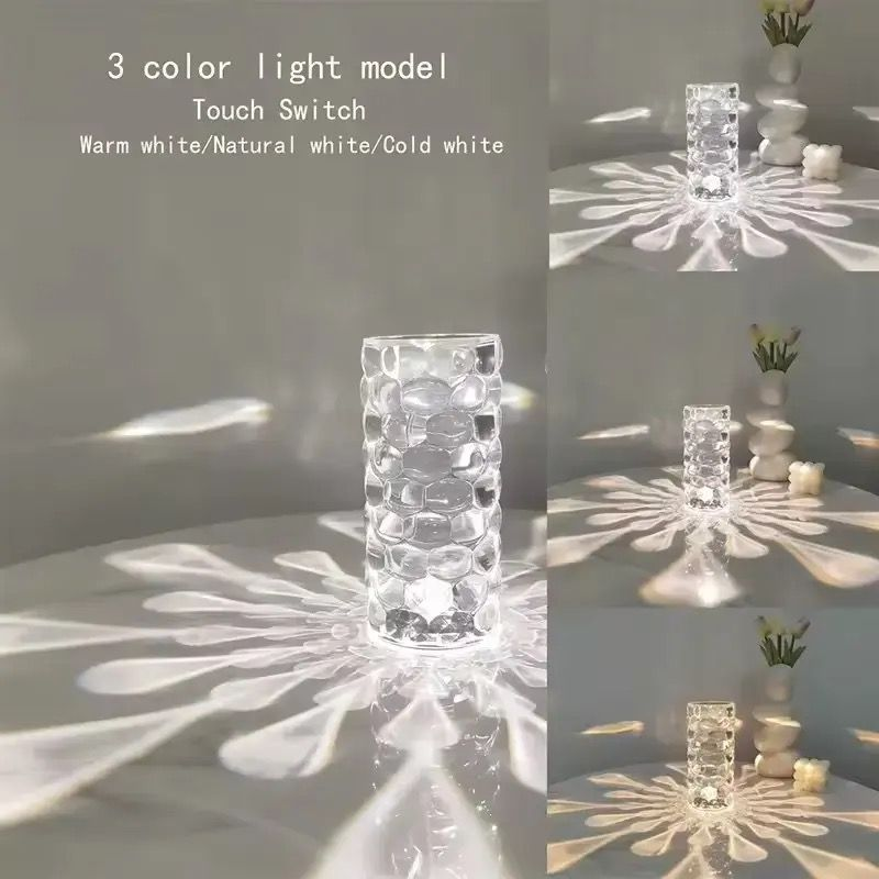 USB rechargeable water drop shape crystal table lamp bedroom dining table touch acrylic warm romantic atmosphere night light