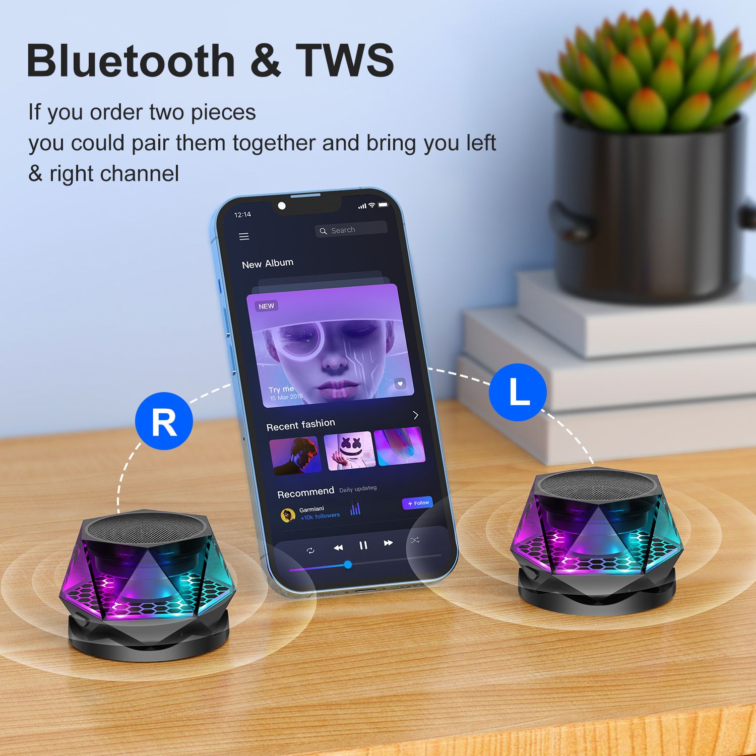 2026 New Model Creative Magnetic G300 Wireless Adhesive Bluetooth Speaker for Home Use, Outdoor and Car Applications with Colorful Lighting Effects