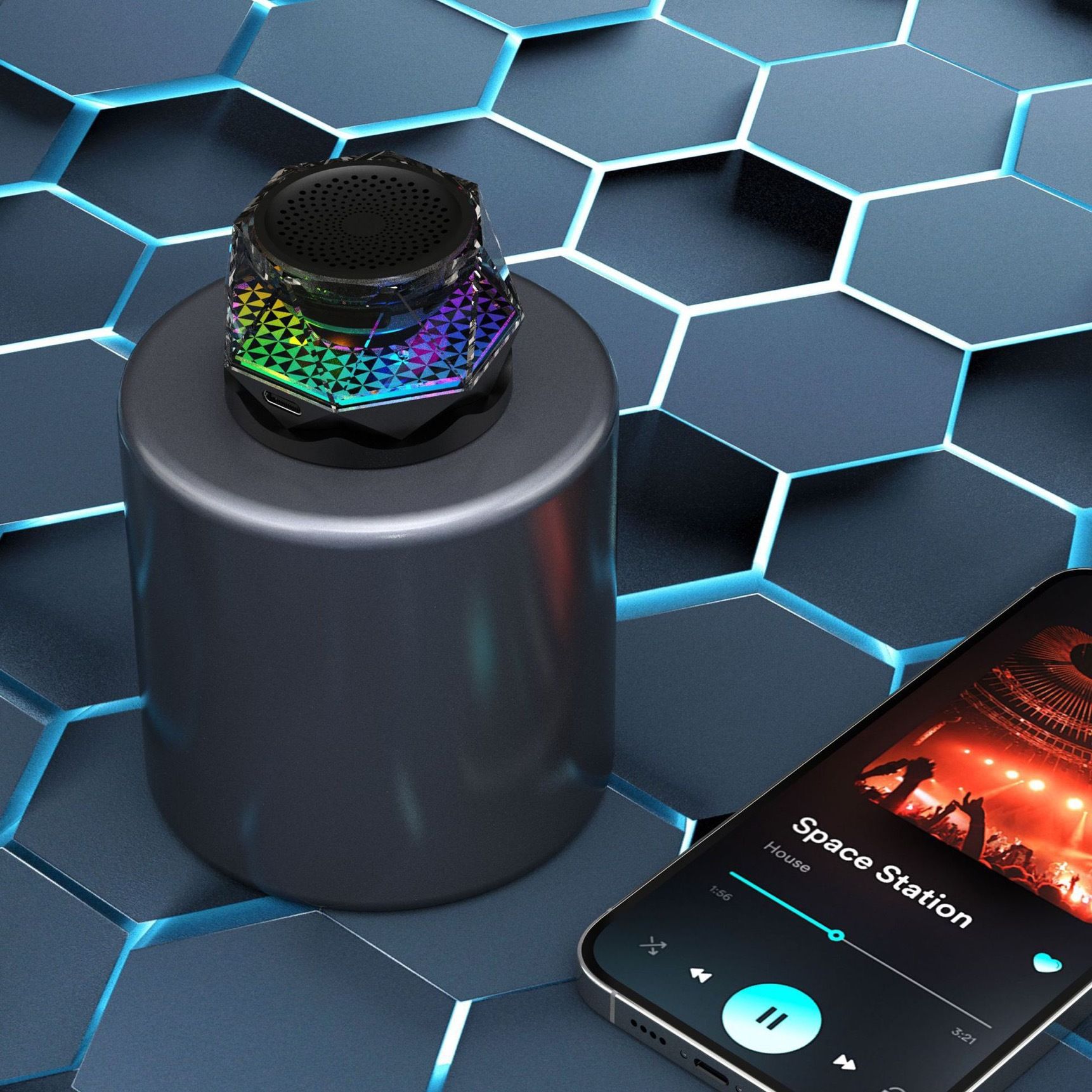 2026 New Model Creative Magnetic G300 Wireless Adhesive Bluetooth Speaker for Home Use, Outdoor and Car Applications with Colorful Lighting Effects