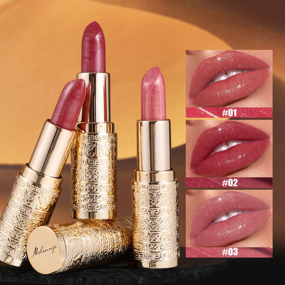 Metallic shimmering color lipstick - non-drying lipstick - water-resistant and moisturizing lip balm lipstick