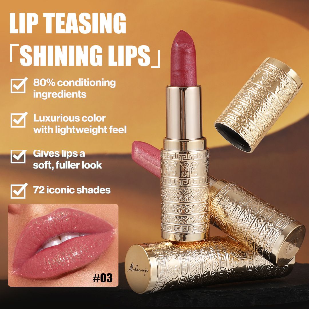 Metallic shimmering color lipstick - non-drying lipstick - water-resistant and moisturizing lip balm lipstick view 3