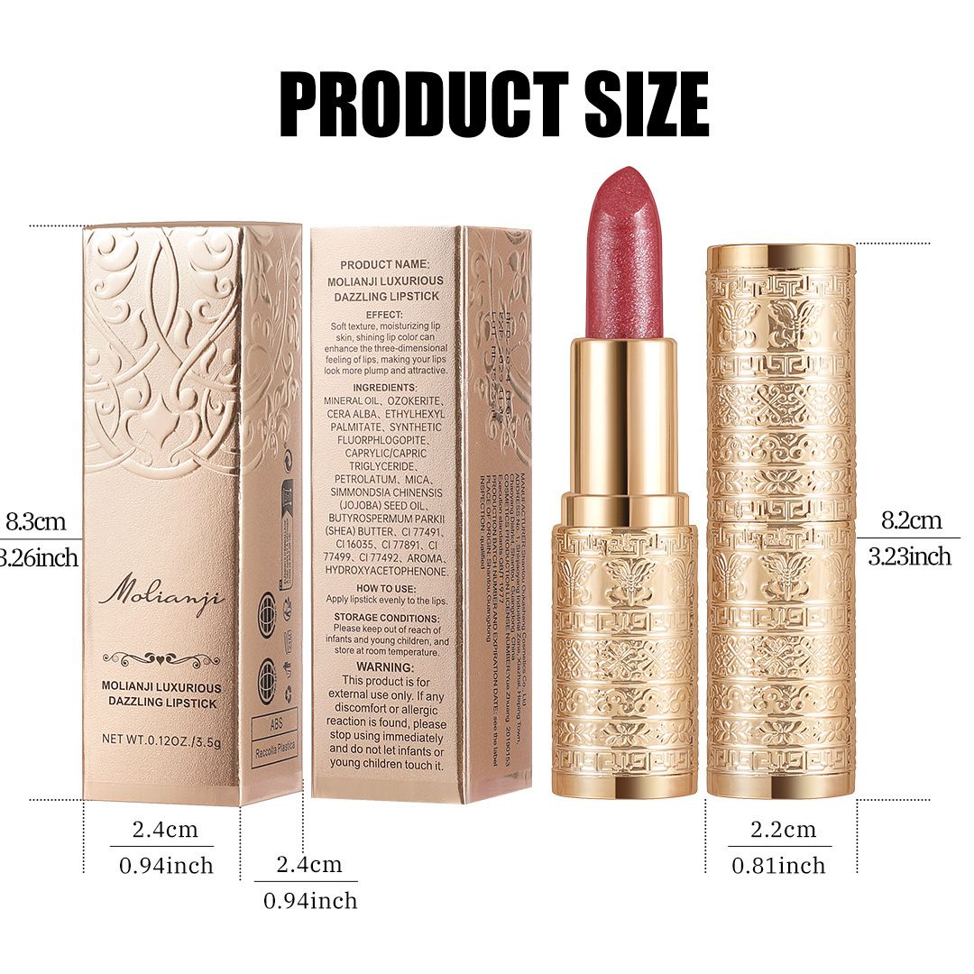 Metallic shimmering color lipstick - non-drying lipstick - water-resistant and moisturizing lip balm lipstick view 7