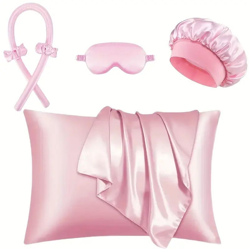 Sponge Curly Hair Stylers - Home Use Synthetic Silk Curling Tools - Sleeping Hat, Eyeshade Set for girl