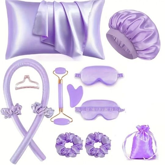Sponge Curly Hair Stylers - Home Use Synthetic Silk Curling Tools - Sleeping Hat, Eyeshade Set for girl
