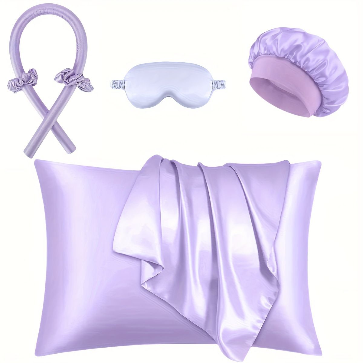 Sponge Curly Hair Stylers - Home Use Synthetic Silk Curling Tools - Sleeping Hat, Eyeshade Set for girl