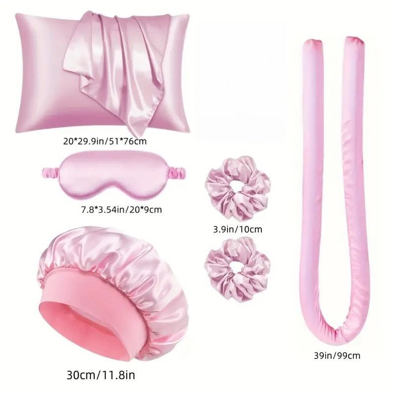 Sponge Curly Hair Stylers - Home Use Synthetic Silk Curling Tools - Sleeping Hat, Eyeshade Set for girl