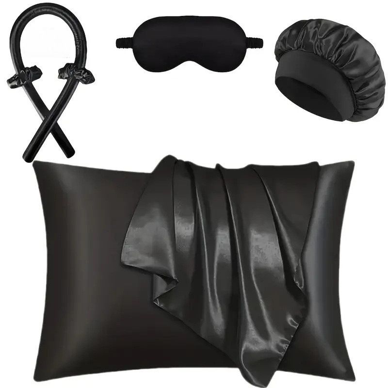 Sponge Curly Hair Stylers - Home Use Synthetic Silk Curling Tools - Sleeping Hat, Eyeshade Set for girl