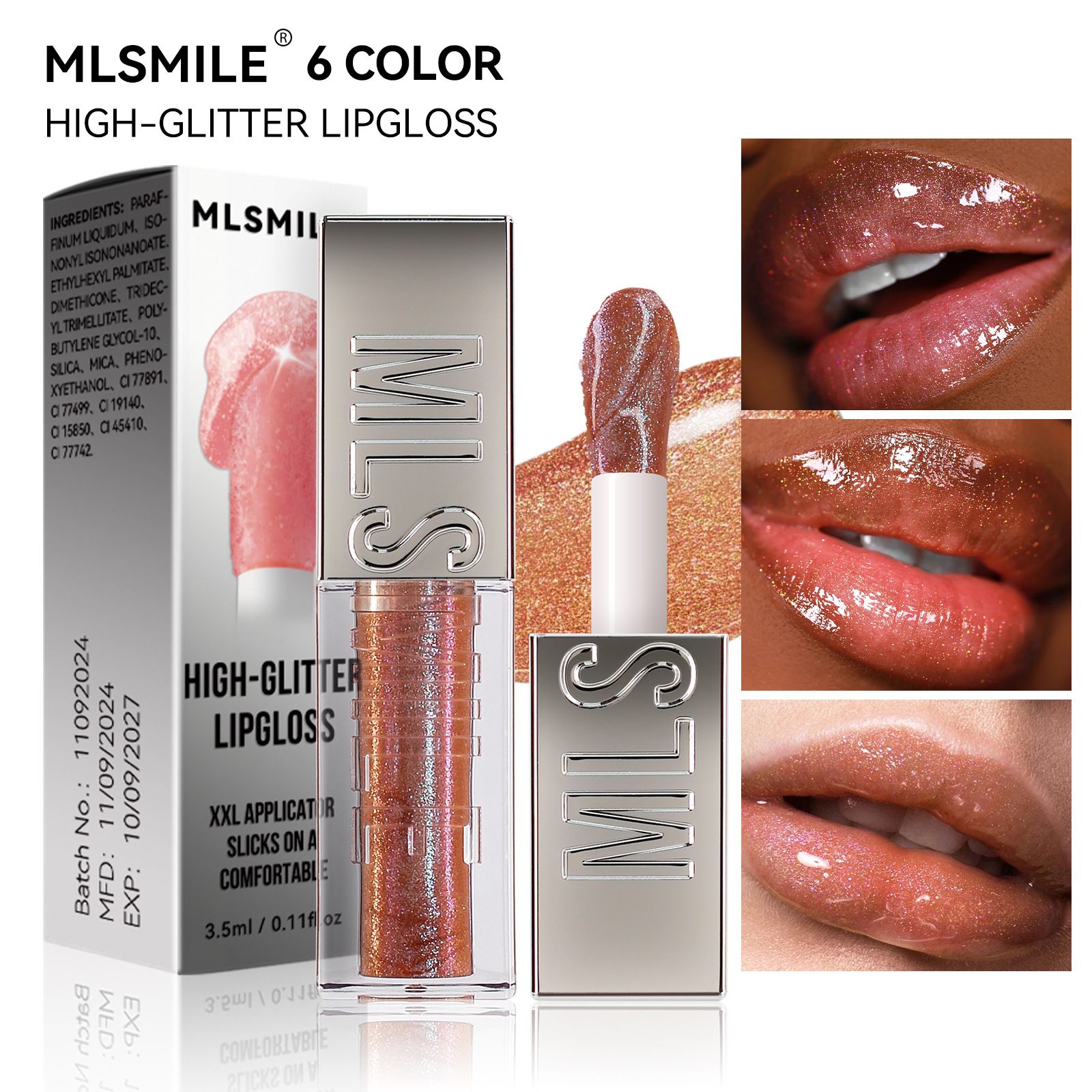 Flash-shining mirror surface lip gloss, transparent and luminous lip balm, lipstick, moisturizing and hydrating lip oil view 3