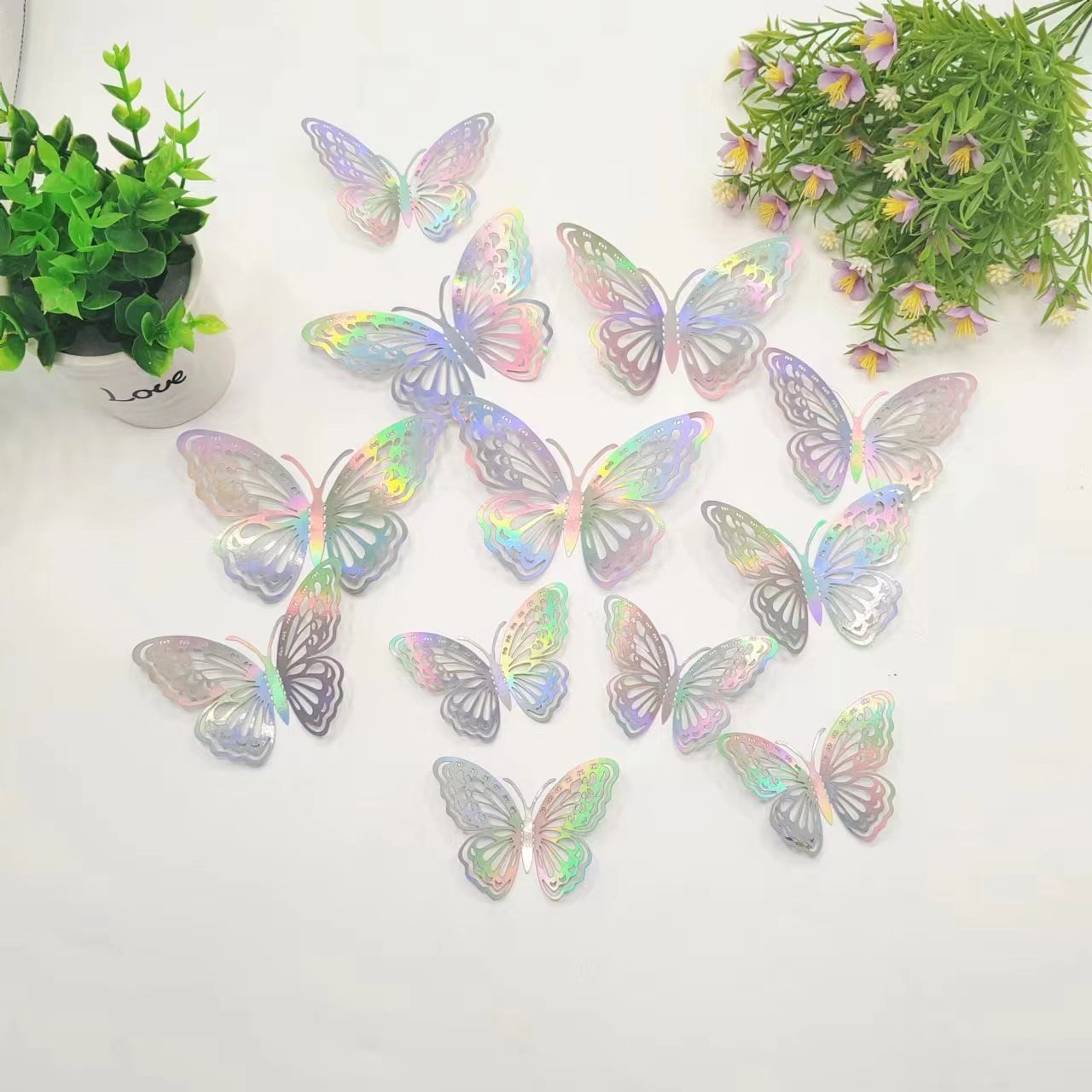 12Pcs/lot 3D Butterfly Mirror Wall Sticker Decal Wall Art Removable Wedding Decoration Kids Room Decoration Sticker