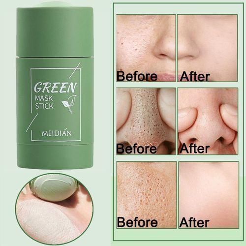 Solid facial mask stick - Deep cleansing and moisturizing mask . Pore-contracting green tea mask stick