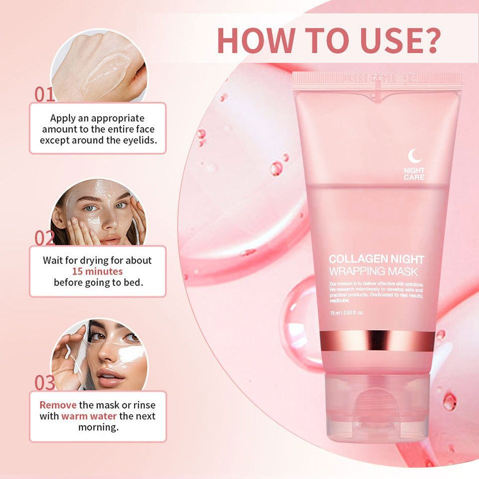 Protein Collagen Pulling Facial Mask Collagen Night Wrapping  Peel-off  Mask