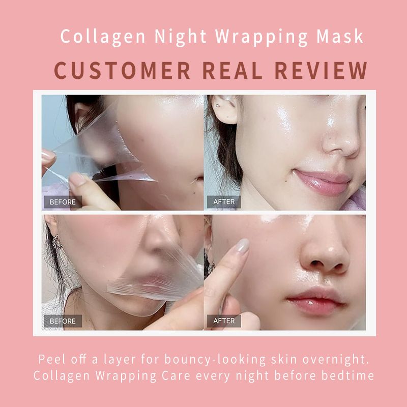 Protein Collagen Pulling Facial Mask Collagen Night Wrapping  Peel-off  Mask