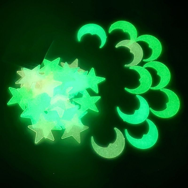 Luminous Stars And Moon Combination Fluorescent Stickers Dormitory Children's Room Decoration DIY Luminous Three-Dimensional Cartoon Plastic Wall Stickers