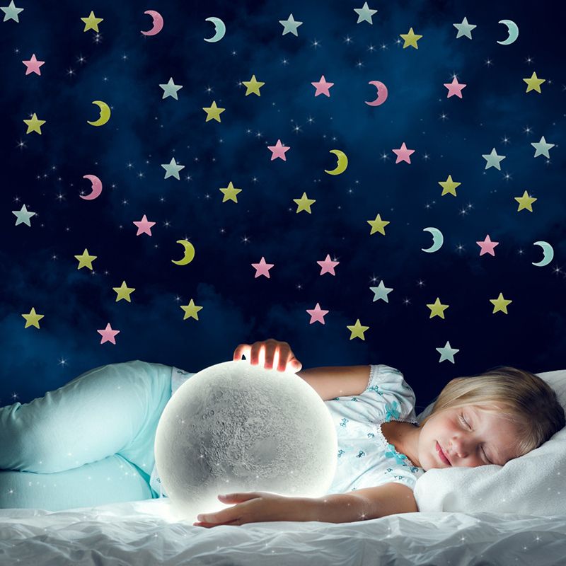 Luminous Stars And Moon Combination Fluorescent Stickers Dormitory Children's Room Decoration DIY Luminous Three-Dimensional Cartoon Plastic Wall Stickers