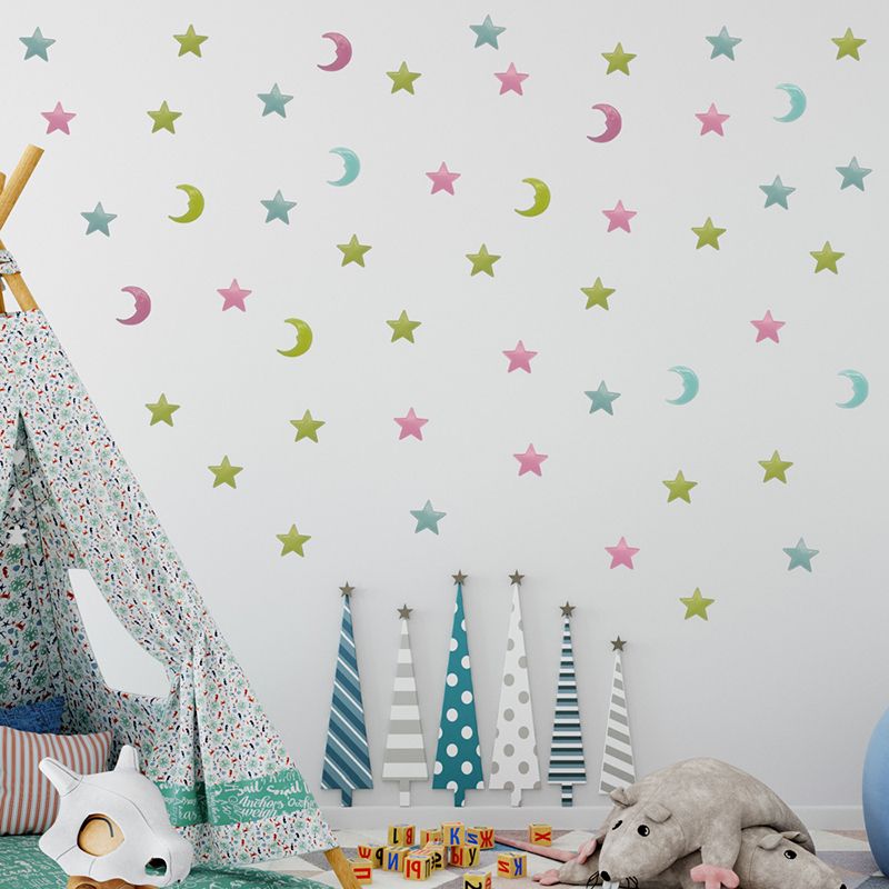 Luminous Stars And Moon Combination Fluorescent Stickers Dormitory Children's Room Decoration DIY Luminous Three-Dimensional Cartoon Plastic Wall Stickers