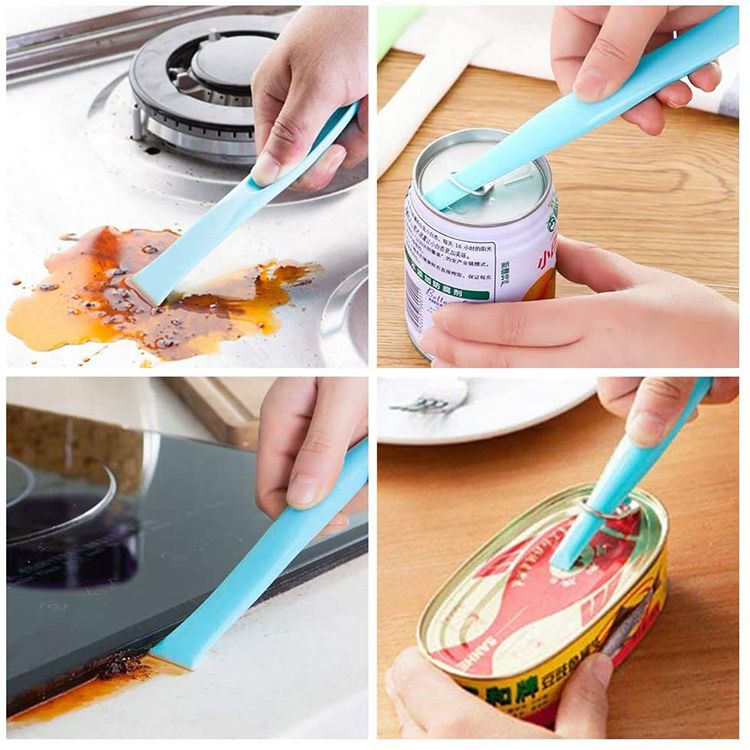 Cleaning Scraper Tool Kitchen Plastic Scraper Multipurpose Stiff Grill Scraper Scratch Free Cleaning Tool Can Opener Sticker Scraper Label Remover Gum Scraper Bottle Opener