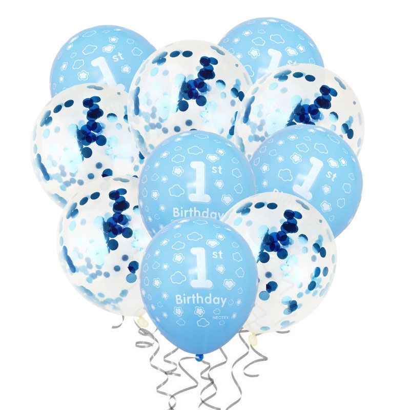 Baby First Birthday Decorations - 1st Birthday Girl Decorations Party Supplies - Happy First Birthday Banner, Number 1, Latex Balloons, Confetti Balloons