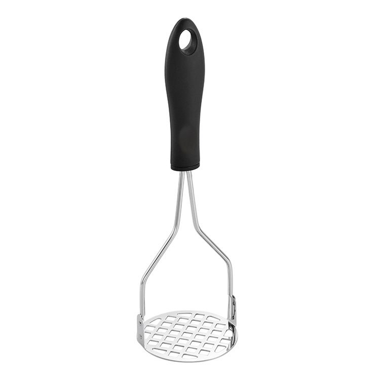 Potato Masher Stainless Steel Hand Plate Food Masher Kitchen Tool for Avocado, Bean, Vegetable Black