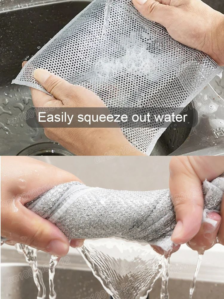 Magic Cleaning Cloth Kitchen Dishwashing Towel Metal Steel Wire Cleaning Rag for Dish Pot Cleaning Tools