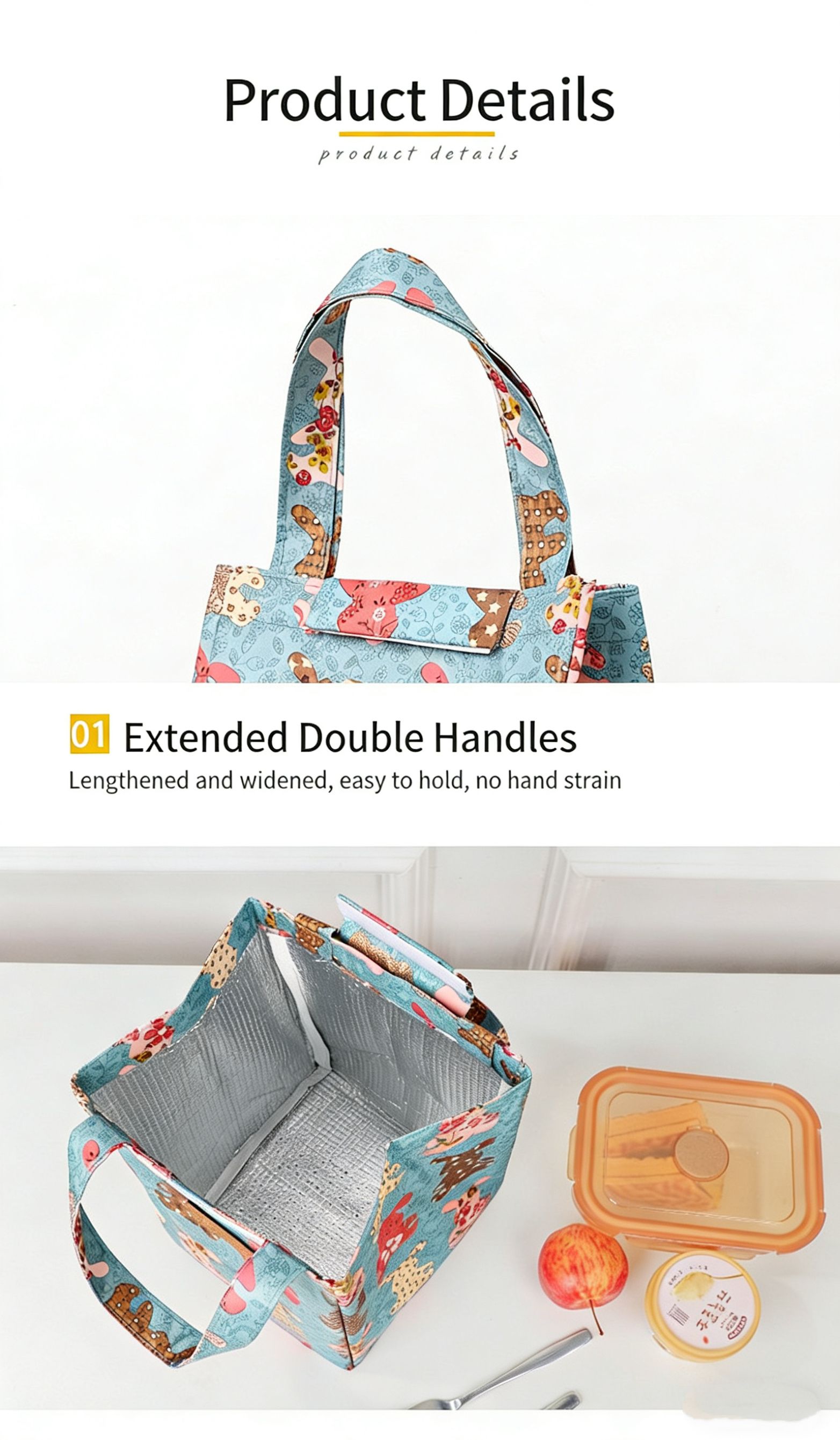 Insulated Waterproof Storage Bag Lunch Box Thermal Breakfast Organizer Student Thickened Cute Lunch Bag Portable Lunchbox Bag