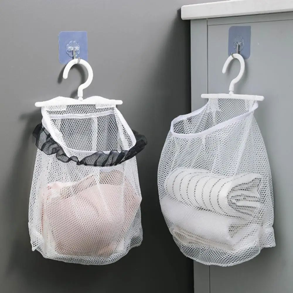 Wall Hanging Laundry Storage Net Dirty Clothes Sundries Foldable Organizer Basket Bathroom Storage Bag Fruits Vegetable Mesh Bag