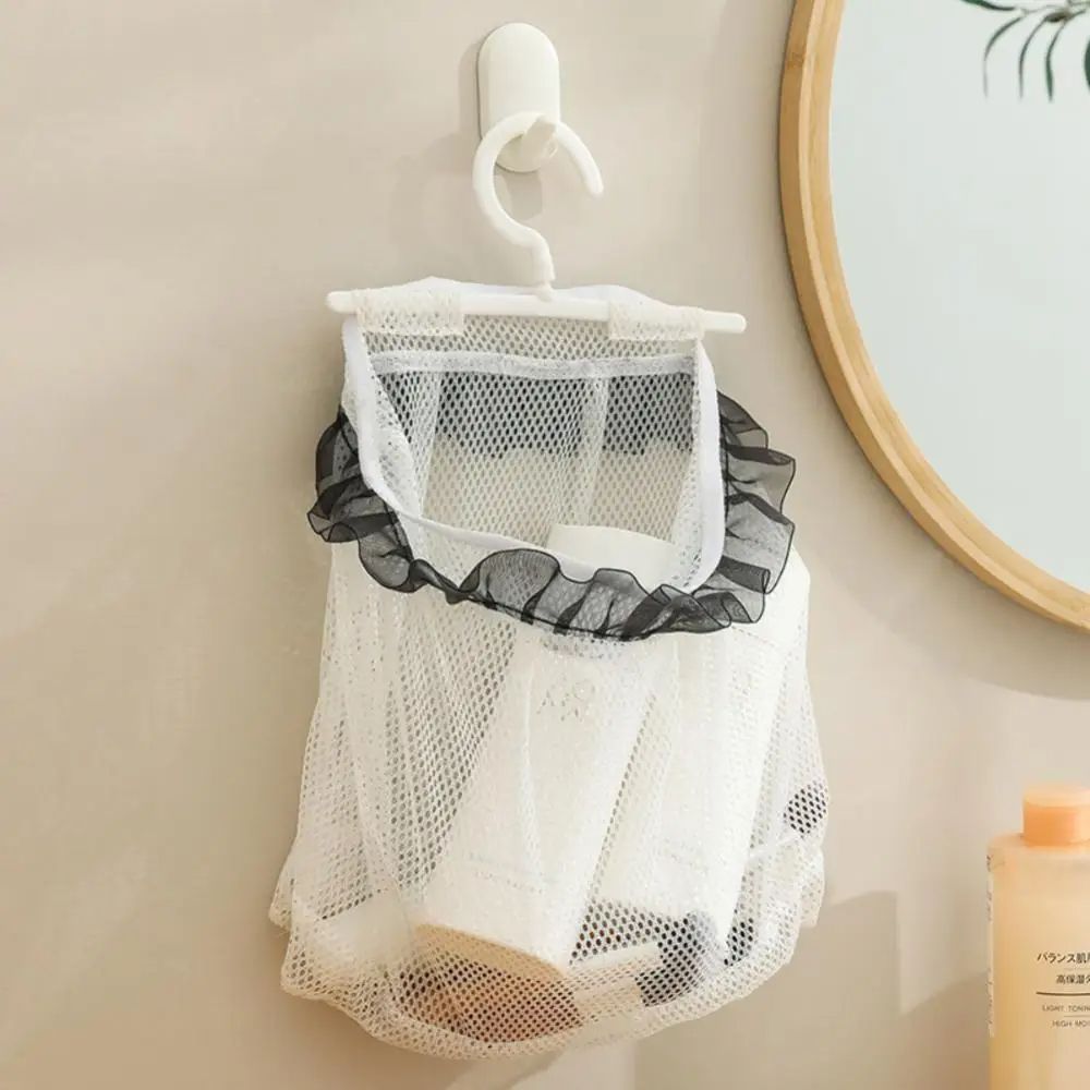 Wall Hanging Laundry Storage Net Dirty Clothes Sundries Foldable Organizer Basket Bathroom Storage Bag Fruits Vegetable Mesh Bag
