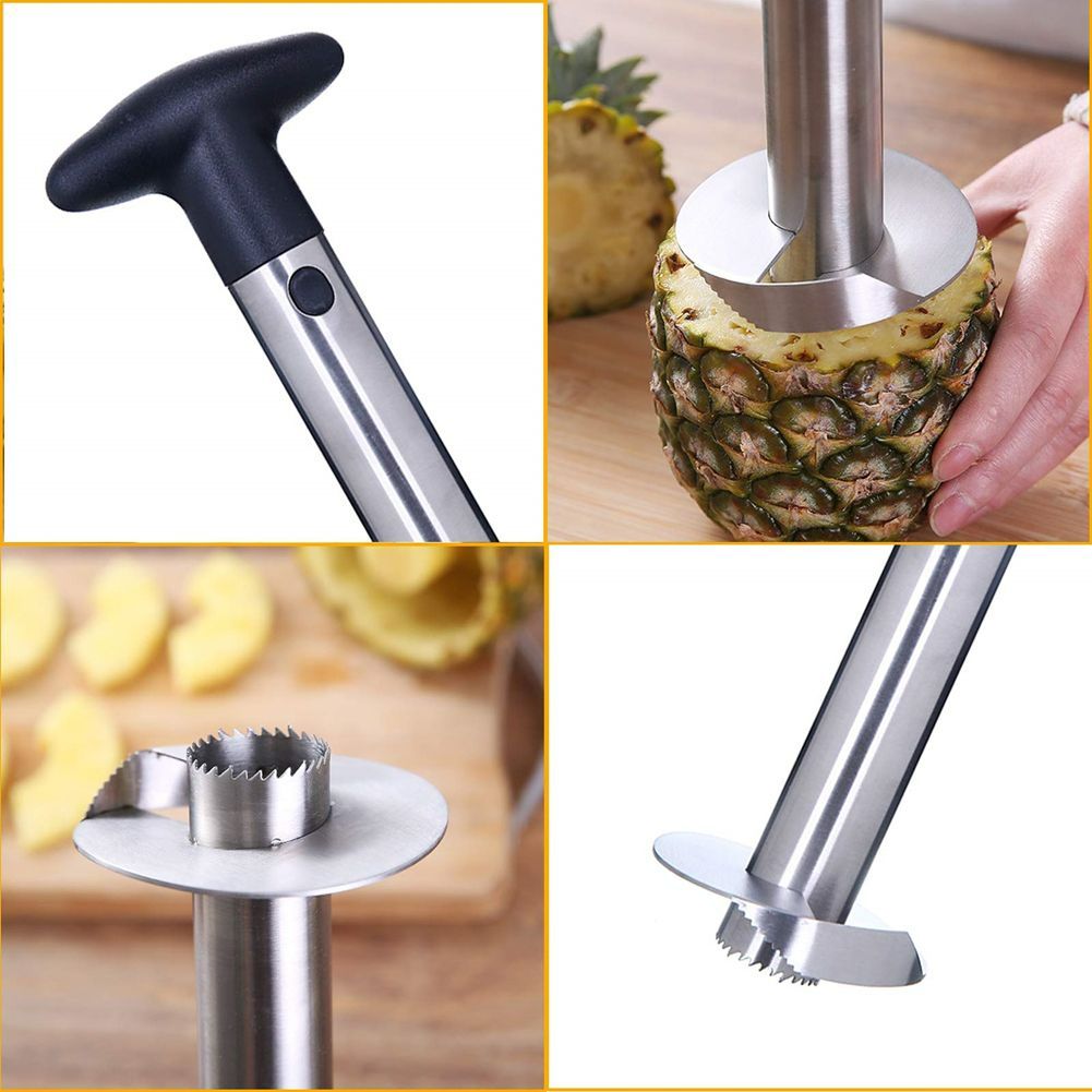Stainless Steel Pineapple Core Remover Tool for Home & Kitchen with Sharp Blade for Diced Fruit Rings All in One Pineapple Tool Peeler Slicer cut pineapple quick and easy without a knife