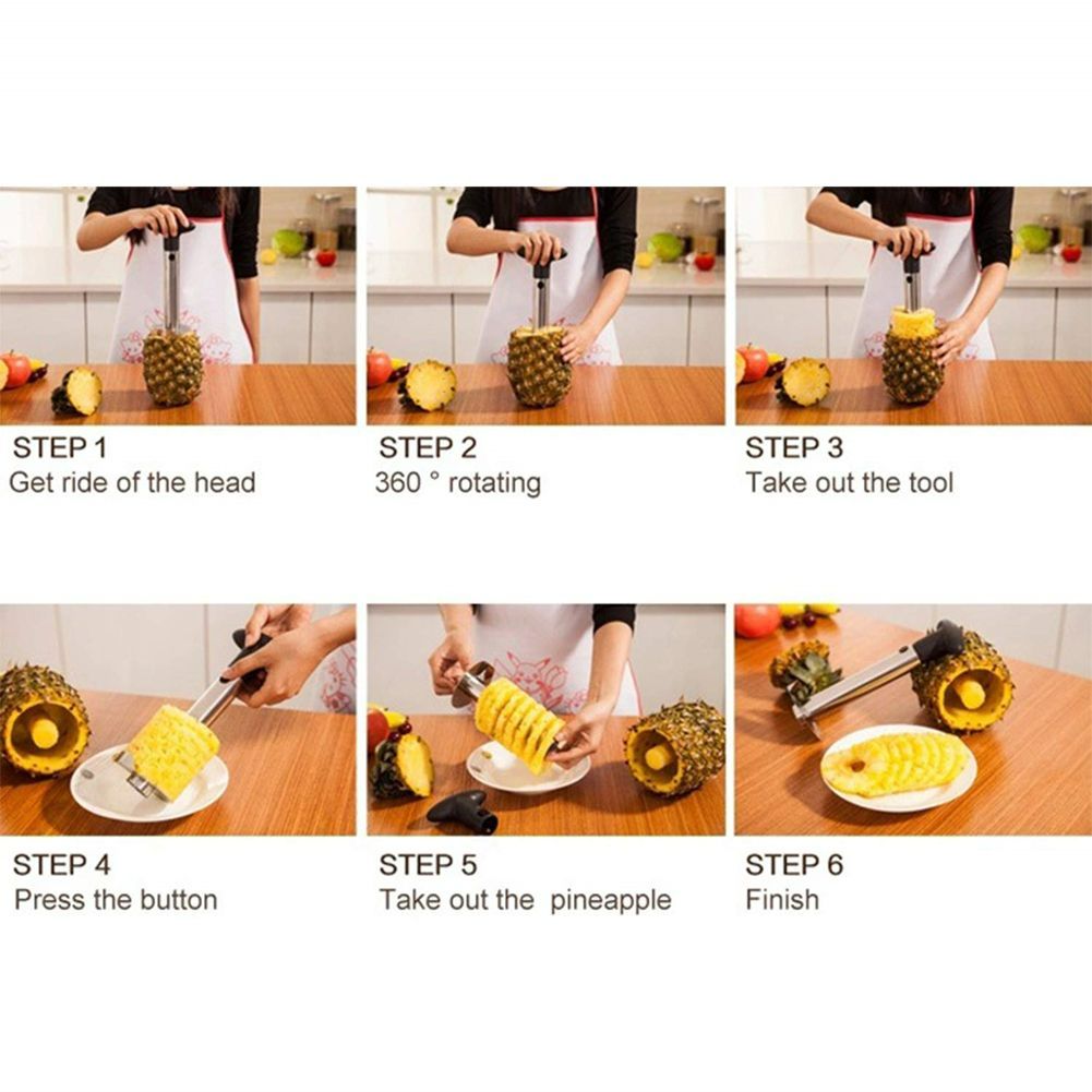 Stainless Steel Pineapple Core Remover Tool for Home & Kitchen with Sharp Blade for Diced Fruit Rings All in One Pineapple Tool Peeler Slicer cut pineapple quick and easy without a knife