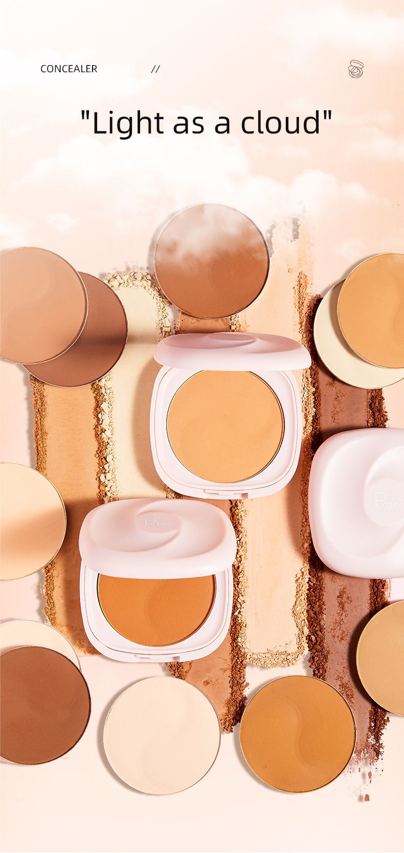 Pudaier Foundation Powder Setting Powder Loose Powder Waterproof Concealer Powder Stick Anti-Oil Powder Compact view 3