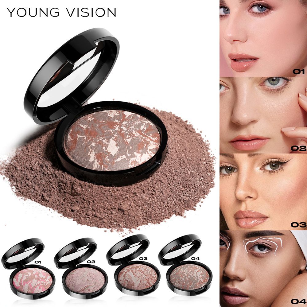 YOUNG VISION 4-color Five-Flavor Pork-Shredded Meat Tint Foundation - Fine and smooth powder for refining skin tone and setting makeup powder compact