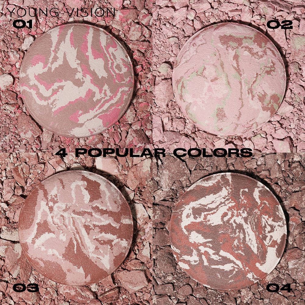YOUNG VISION 4-color Five-Flavor Pork-Shredded Meat Tint Foundation - Fine and smooth powder for refining skin tone and setting makeup powder compact