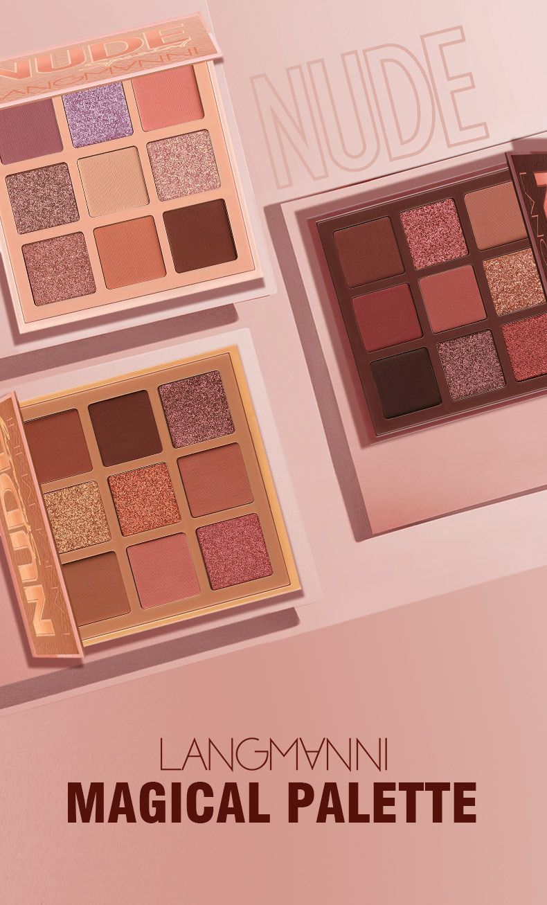 Langmanni Nine-Grid Eyeshadow Palette - Shimmer and Matte Eyeshadows
