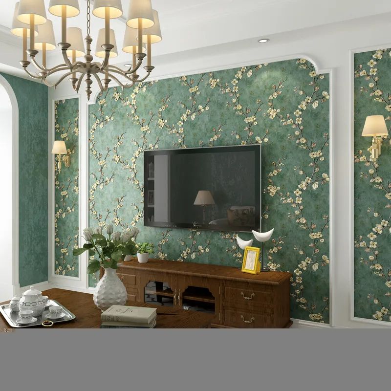 Green 3d Floral Embossed Wallpaper Living Room Bedroom Home Decor Wall Paper Roll Wedding Room Wall Covering Solid Flower Murals 0.53m*1m