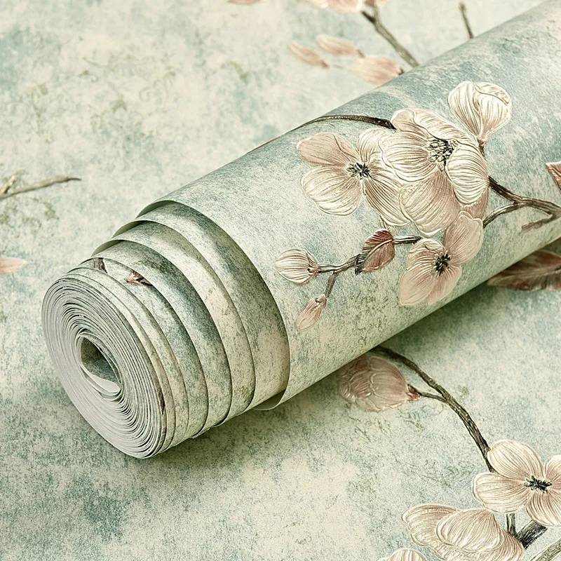Green 3d Floral Embossed Wallpaper Living Room Bedroom Home Decor Wall Paper Roll Wedding Room Wall Covering Solid Flower Murals 0.53m*1m