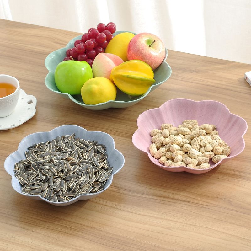 Creative Flower Shaped Spit Bone Plate Plastic Dish Snack Dessert Nut Fruit Cake Bread Tray Food Container French Fries Holder