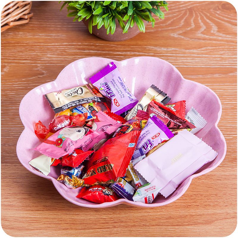 Creative Flower Shaped Spit Bone Plate Plastic Dish Snack Dessert Nut Fruit Cake Bread Tray Food Container French Fries Holder