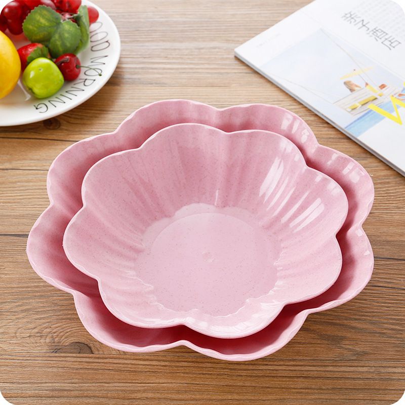 Creative Flower Shaped Spit Bone Plate Plastic Dish Snack Dessert Nut Fruit Cake Bread Tray Food Container French Fries Holder