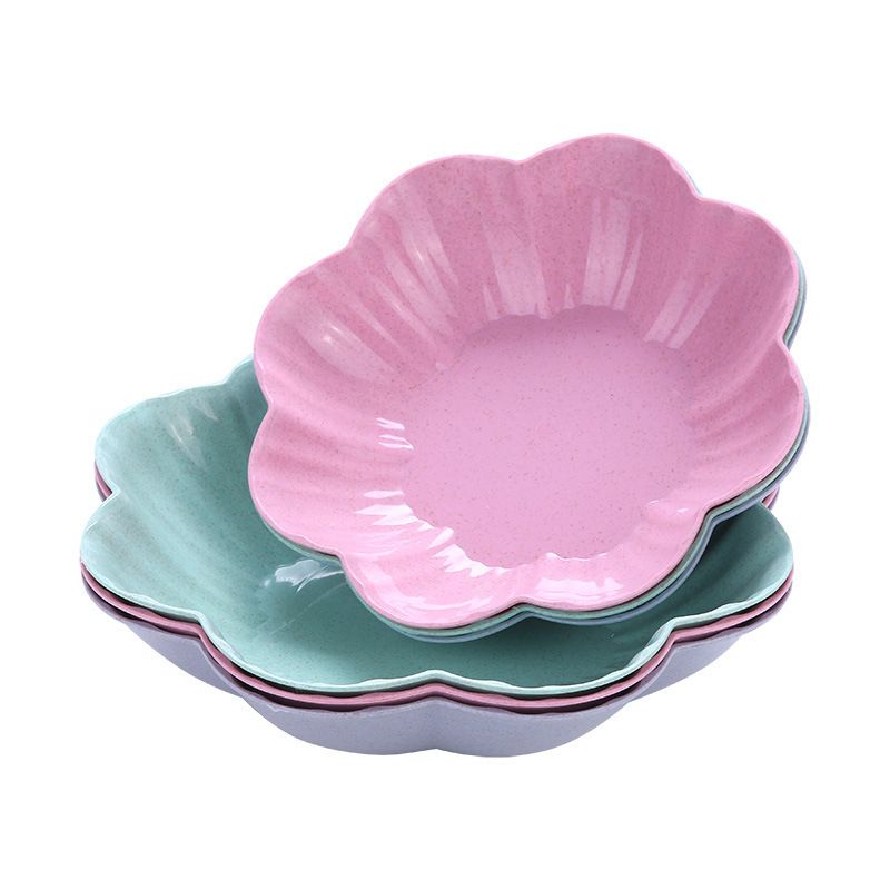 Creative Flower Shaped Spit Bone Plate Plastic Dish Snack Dessert Nut Fruit Cake Bread Tray Food Container French Fries Holder