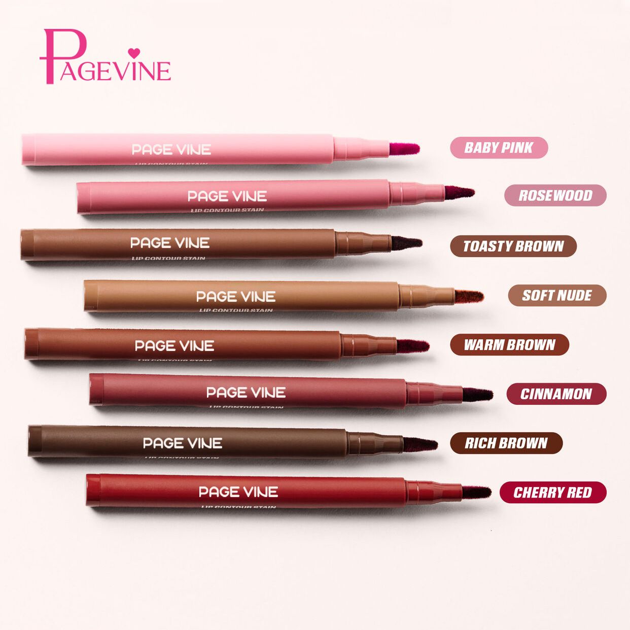 PAGE VINE Double-Tip Lip Brush Velvet Lip Liner Pen Waterproof Non-staining Lip Pen
