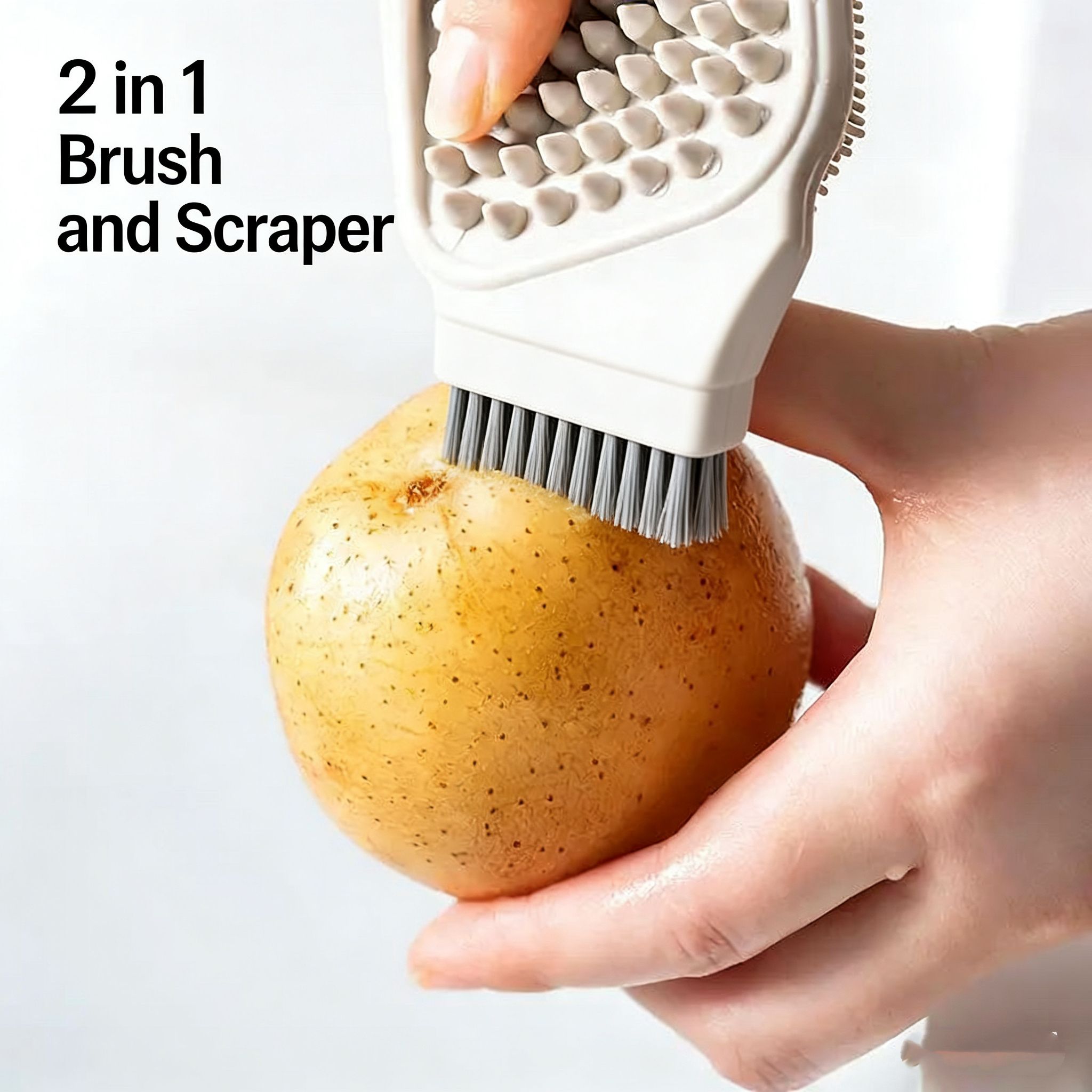 Kitchen fruit and vegetable cleaning brush - vegetable and fruit scrubber with flexible multi-functional sink edge and chopping board brush for cleaning gaps.