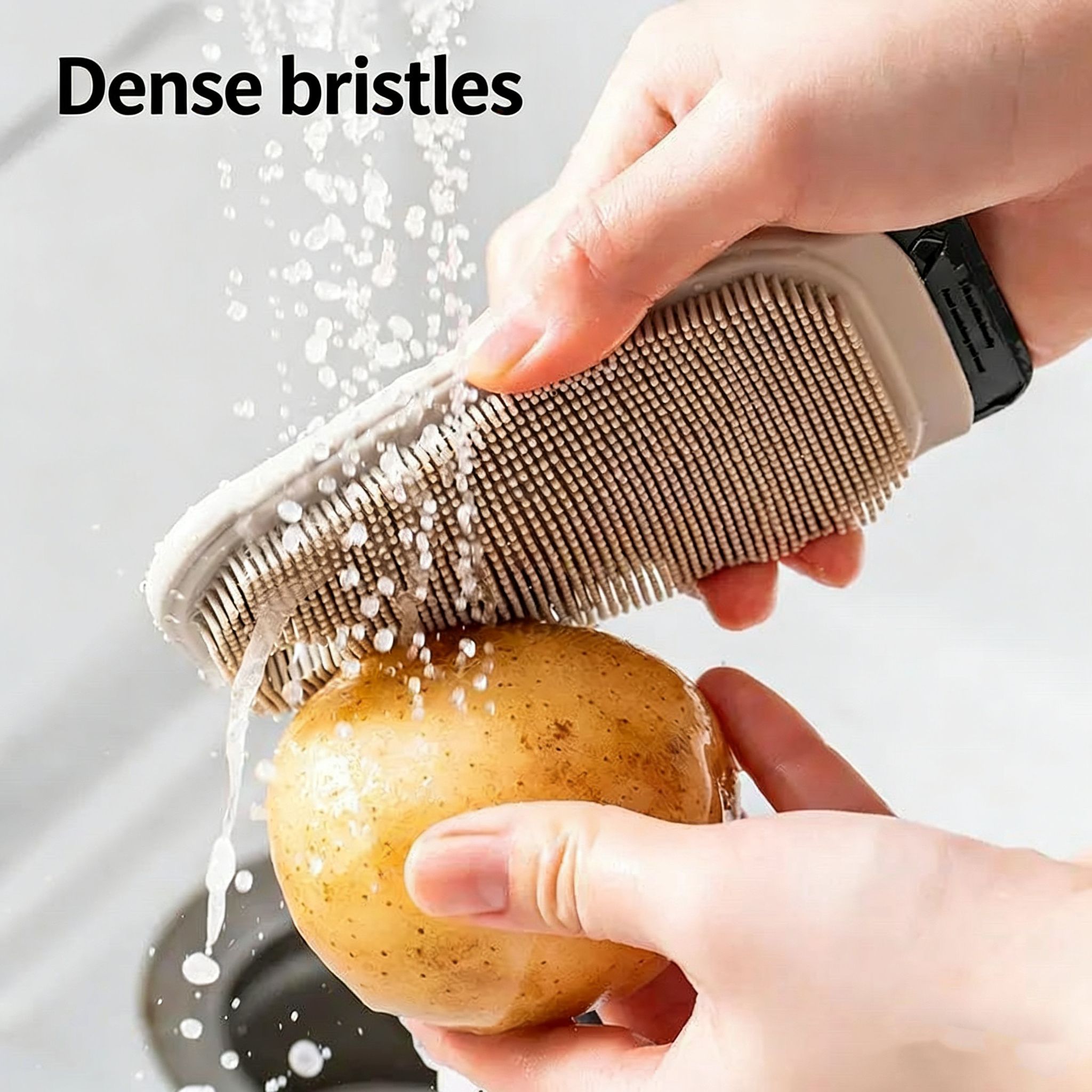 Kitchen fruit and vegetable cleaning brush - vegetable and fruit scrubber with flexible multi-functional sink edge and chopping board brush for cleaning gaps.