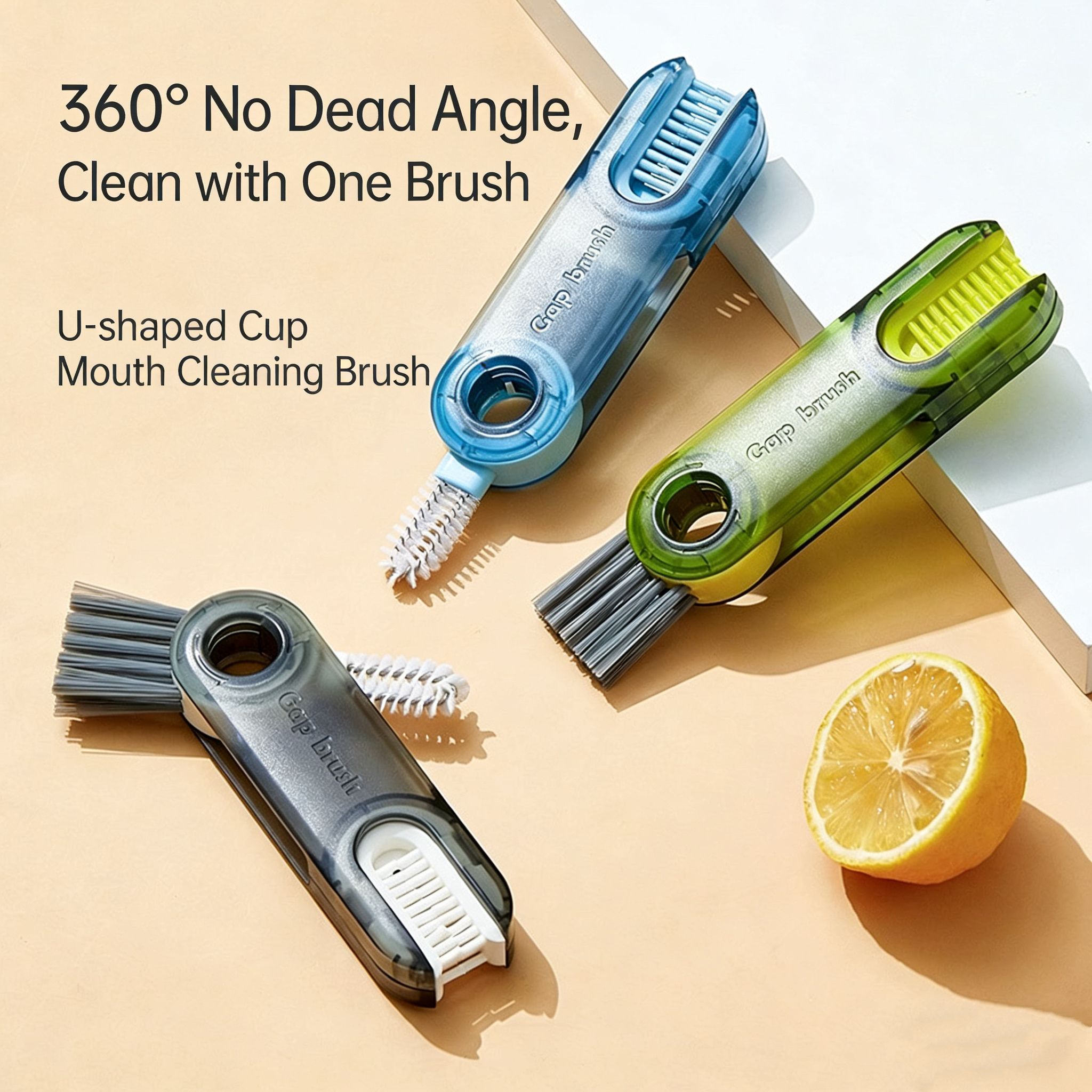 Cup lid cleaning brush for cleaning the gaps of the insulated cup and the three-in-one U-shaped cup brush for cleaning the nipple of the bottle and the cleaning tool for the cup mouth - silicone brush